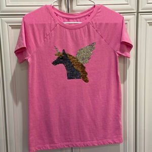 Cat & Jack Girls XL 14/16 Short Sleeve Unicorn Pink T-Shirt